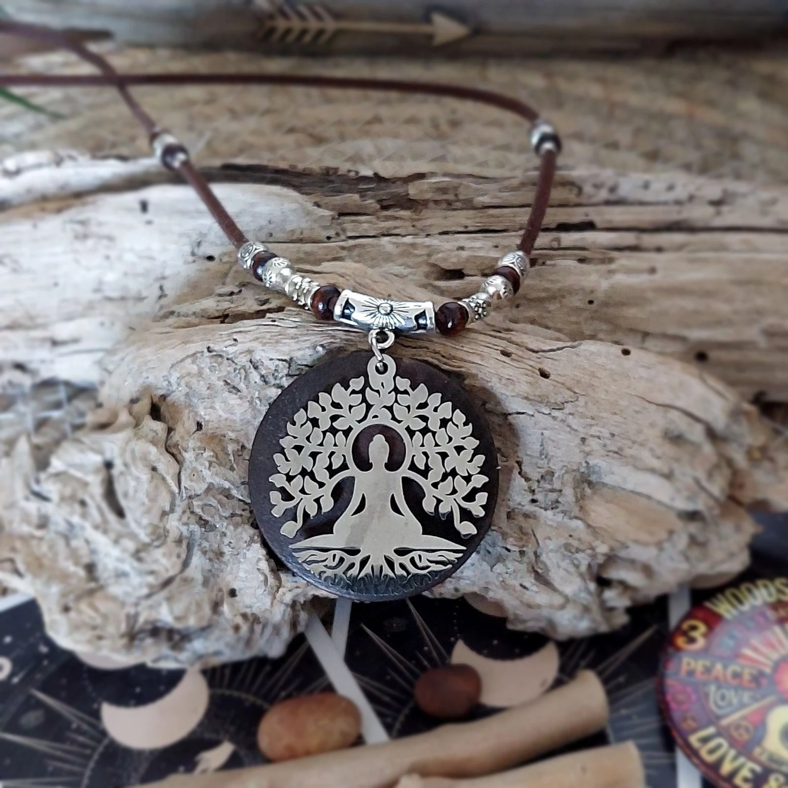 Bohemien boeddhistisch mediteerketting boom des levens, chocoladehout, meerlagige parelketting – photo 7